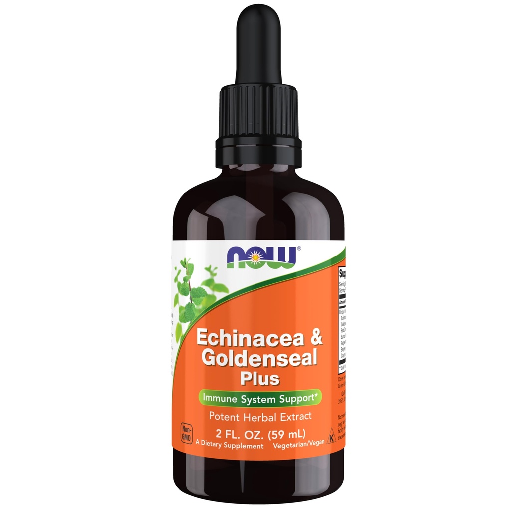 지금 음식은, Echinacea & Dropper, 면역 체계 Support*, 2-Ounce를 가진 황금 플러스 보충합니다