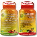Bromelain, 비타민 C 및 아연 + Liposomal 비타민 C 1500mg을 가진 Quercetin - 유기 Acerola 체리, Camu Camu & Citrus Bioflavanoids를 가진 면역 지원 뭉치 – Vegan, 비 GMO, 청결한 웰니스 지원