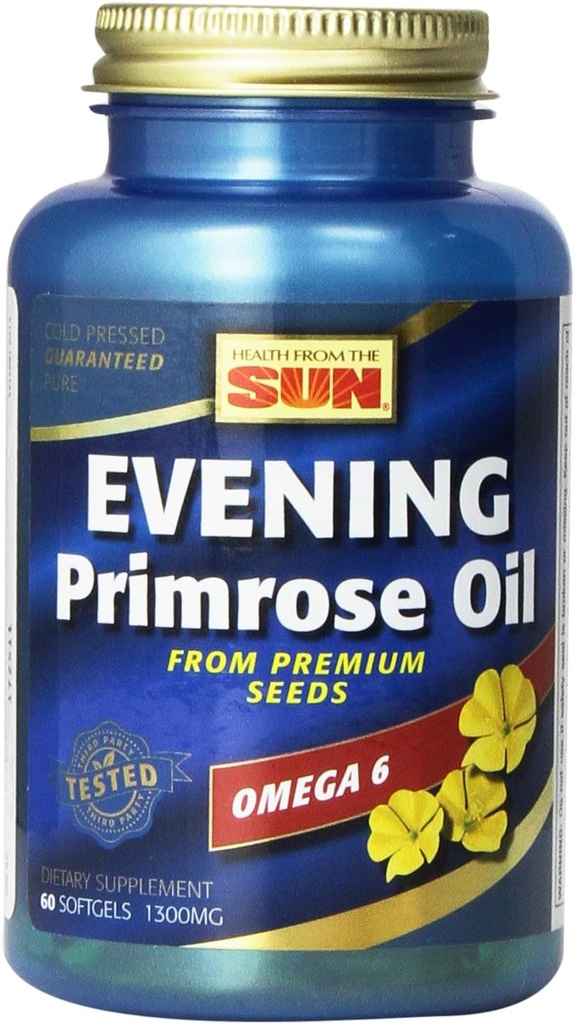 태양 저녁 Primrose 오일 1300 Mg, 60-Count (포장 2)에서 건강