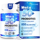 남자, 고급 50 + 남성 프로 바이오 틱, 850 억 CFU, 1800mg 프리 바이오 틱 섬유와 포괄적 인 Gut 및 에너지 지원 - 50, 90 캡슐 이상 gut 건강을위한 맞춤형 웰빙 남성 프로 바이오 틱스