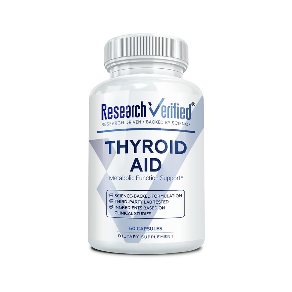 연구 Verified® Thyroid Aid - Iodine 구리 및 아연이있는 최적의 Thyroid 기능 - 260 mcg 셀레늄 - 100 % 순수 - Vegan Friendly - 60 캡슐 - 1 개월 공급