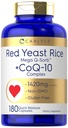 Carlyle Red Yeast Rice with CoQ10 Complex | 1420 mg | 180 캡슐 | 메가 Q-Sorb | 비 GMO, 글루텐 무료 보충