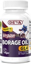 Deva Vegan 비타민, Borage 기름 500mg의 Omega-6 지방산 GLA (Gamma linolenic 산)의 부유한 근원, 찬 압박되는 & Unrefined, 90의 정제, 1 팩