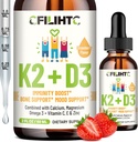 아이를 위한 비타민 D3 K2 하락 - Omega 3, 비타민 E, 칼슘, 마그네슘 & 더 나은 흡수를 위한 아연 - 건강한 뼈, 이 & 심장 지원을 위한 액체 MK7 1000 IU D3 - 비 GMO, 2 Fl Oz