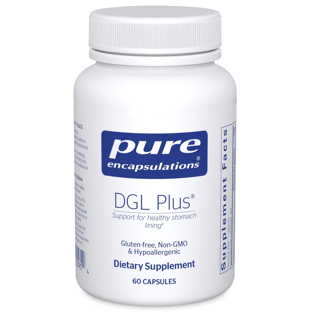 Pure Encapsulations DGL Plus - 남성 및 여성을위한 Gut 건강 보조 식품 - Marshmallow Root, Aloe Vera Extract & Slippery Elm Bark - Non-GMO & Vegan - 60 캡슐