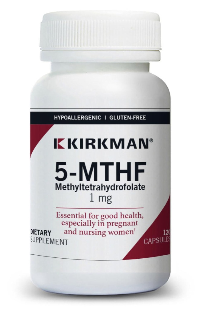 Kirkman 5-MTHF - Hypoallergenic - 120 채식 캡슐 - 좋은 건강에 대한 엽산 필수