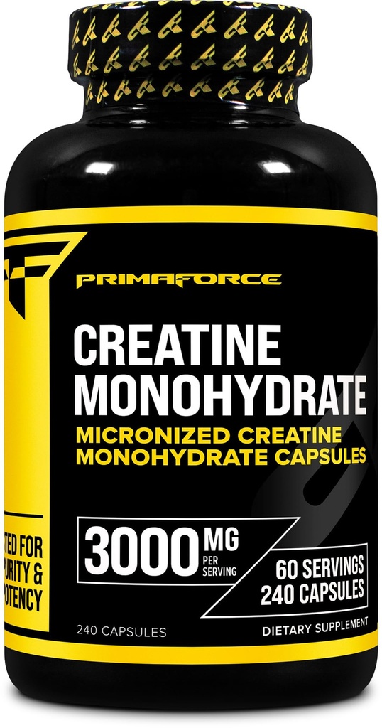 Primaforce 크레아틴 Monohydrate 캡슐 - 240의 캡슐, 봉사 당 3,000mg, 글루텐 자유로운과 비 GMO