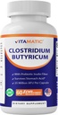 Vitamatic Clostridium butyricum 25 백만 - Gut 건강 - 60 DR 캡슐 (Delayed released) - Prebiotic Inulin Fiber로 제작