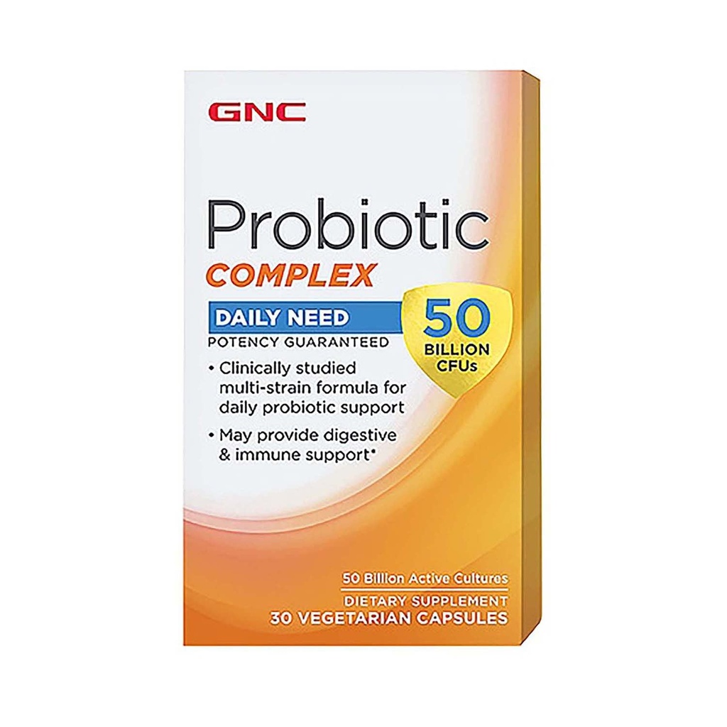 GNC Probiotic Complex 매일 필요 50 억 CFUs | 임상적으로 다스트트, 지원 소화 및 면역 건강, 채식 | 30 캡슐