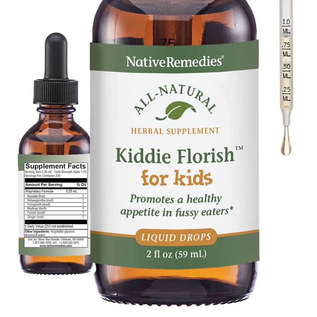 네이티브 리medies Kiddie Florish - 모든 자연 초본 보충은 Picky Eaters에서 건강한 식욕을 촉진 - 59 mL