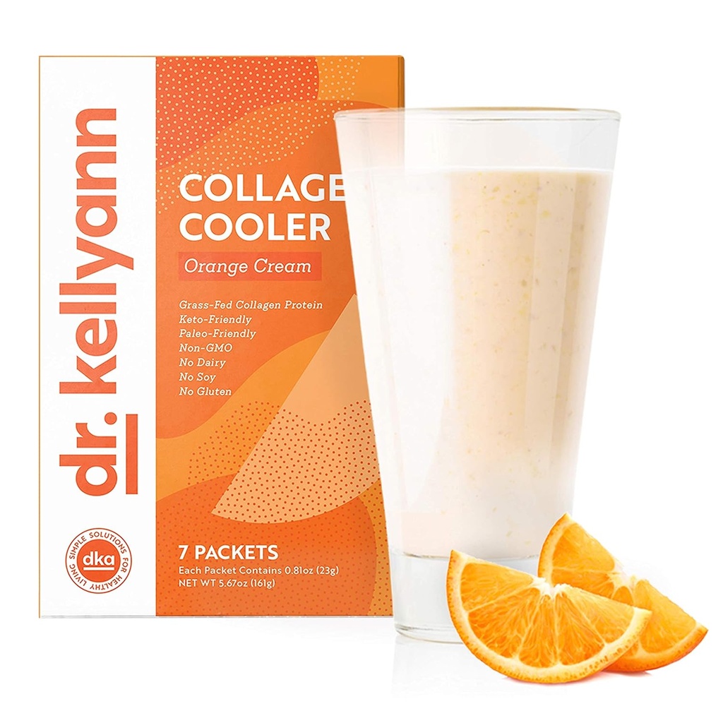 Kellyann Orange Cream Keto Shake Packets (7 서빙) - 15g Protein, Grass-Fed Collagen, Keto & Paleo-Friendly, 1 팩