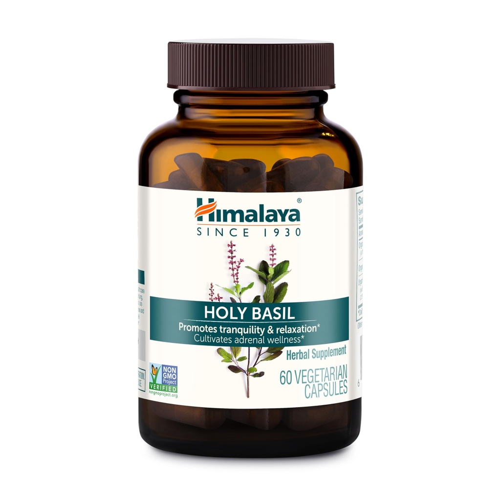 Himalaya Holy Basil - 스트레스 완화, Relaxation, Energy Support 및 Occasional Sleeplessness를위한 초본 치료 지원 - Vegan, Non-GMO, 글루텐 무료, 720mg, 60 캡슐