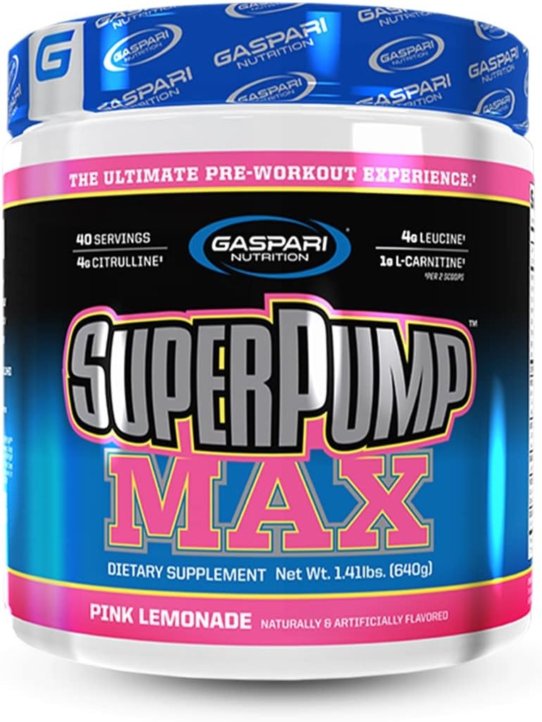 Gaspari 영양 SuperPump MAX, 궁극적 인 사전 운동 분말, 지속 에너지 Preworkout, Nitric 산화물 승압기, 근육 성장, 회복 및 보충 Electrolytes (Pink Lemonade)
