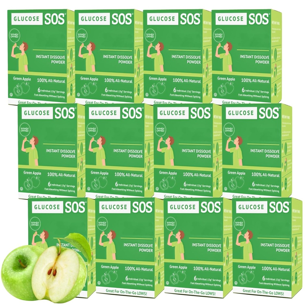 자연적인 Dextrose, 빠른 흡수를 가진 포도당 SOS 포도당 분말 소포 즉 즉시 물 필요 없음, 녹색 애플 72 서빙과 입에 용해
