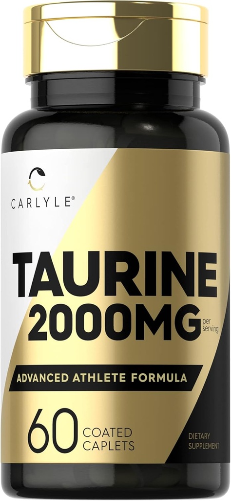 Carlyle Taurine 2000mg | 60의 모자 | 아미노산 보충 | 두 배 힘 | 채식주의자, 비 GMO & 글루텐 무료