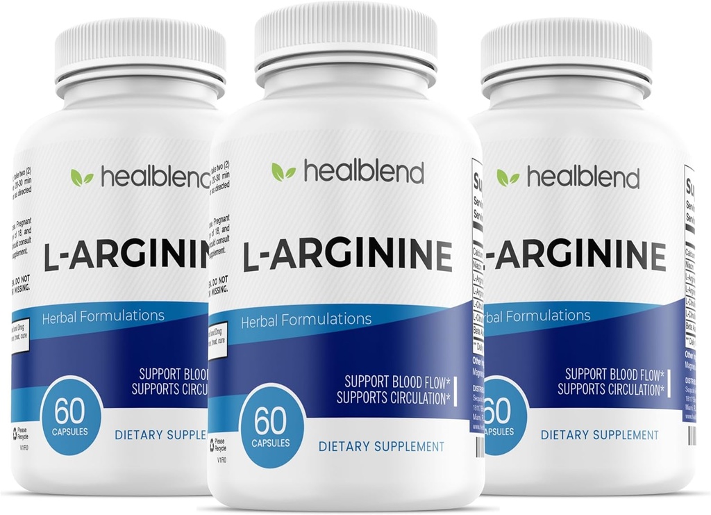 healblend L-Arginine Plus : 칼슘, 니콘, L-Arginine Blend, L-Citrulline Complex & Beta Alanine - 180 캡슐 (3 팩)