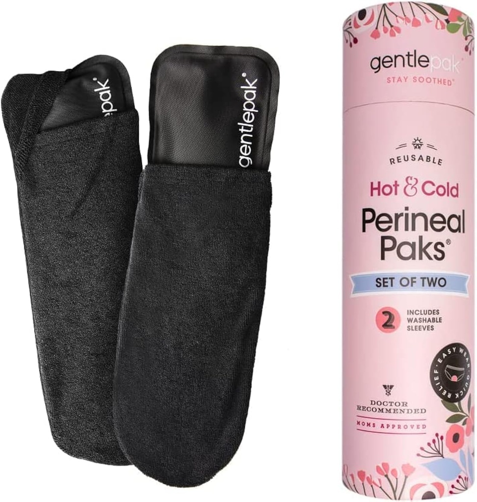 Gentlepak Reusable Perineal Ice & Postpartum, Pregnancy & Hemorrhoid 진통, 다 사용 아이, 근육, 질 불편 (2 팩 관)를 위한 빨 수 있는 소매를 가진 열 Paks
