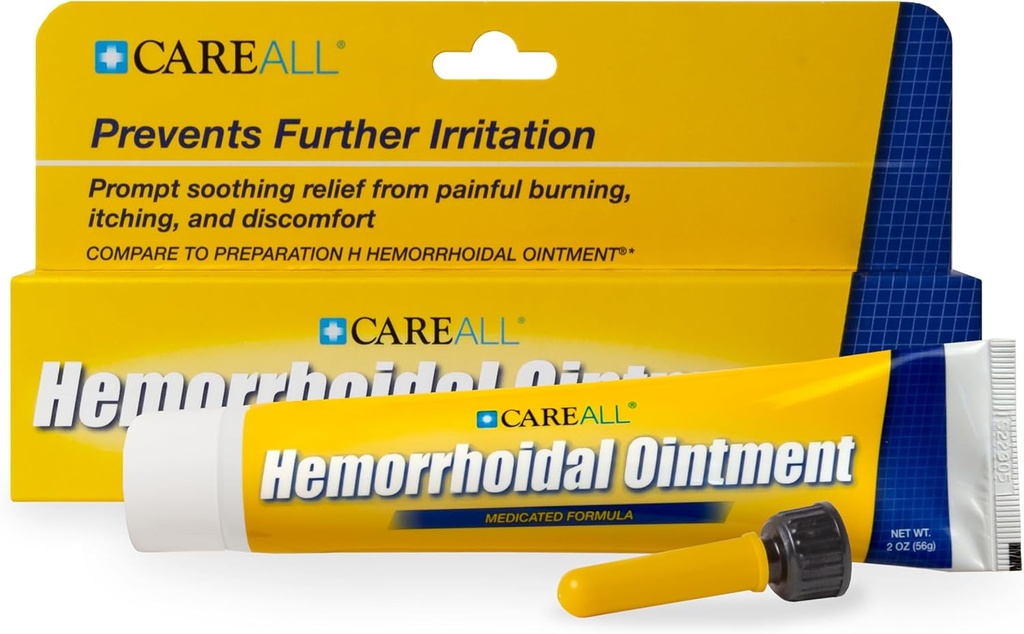 CareAll Hemorrhoidal 연고 2.0 온스 Inflamed Hemorrhoidal Tissues와 연관된 화상, 가려움 및 불편을 완화하는 도움. 염료, Phthalate 및 향수 무료