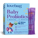 아기를위한 LOVEBUG Probiotics - 유기농 아기 Probiotics 6-12 개월 아기 Immune 지원, 가스, Colic, Diarrhea & 유아 변비 완화 설탕 - 무료, 맛없는 분말, 30 팩