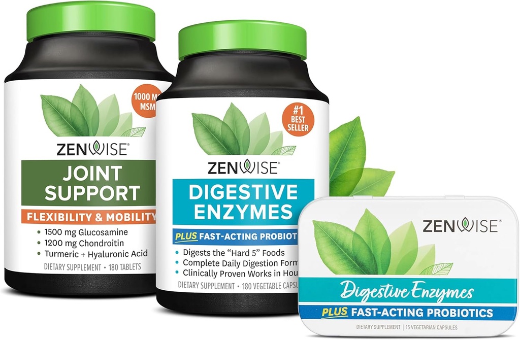 Zenwise 건강 소화 효소, 합동 지원 및 여행 크기 주석