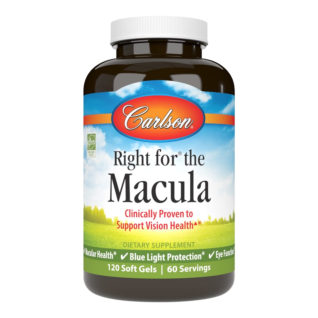 Carlson - Macula의 권리, 임상으로 입증 된 비전 건강, Macular Health, Blue Light Protection & Eye Function, 120 Softgels