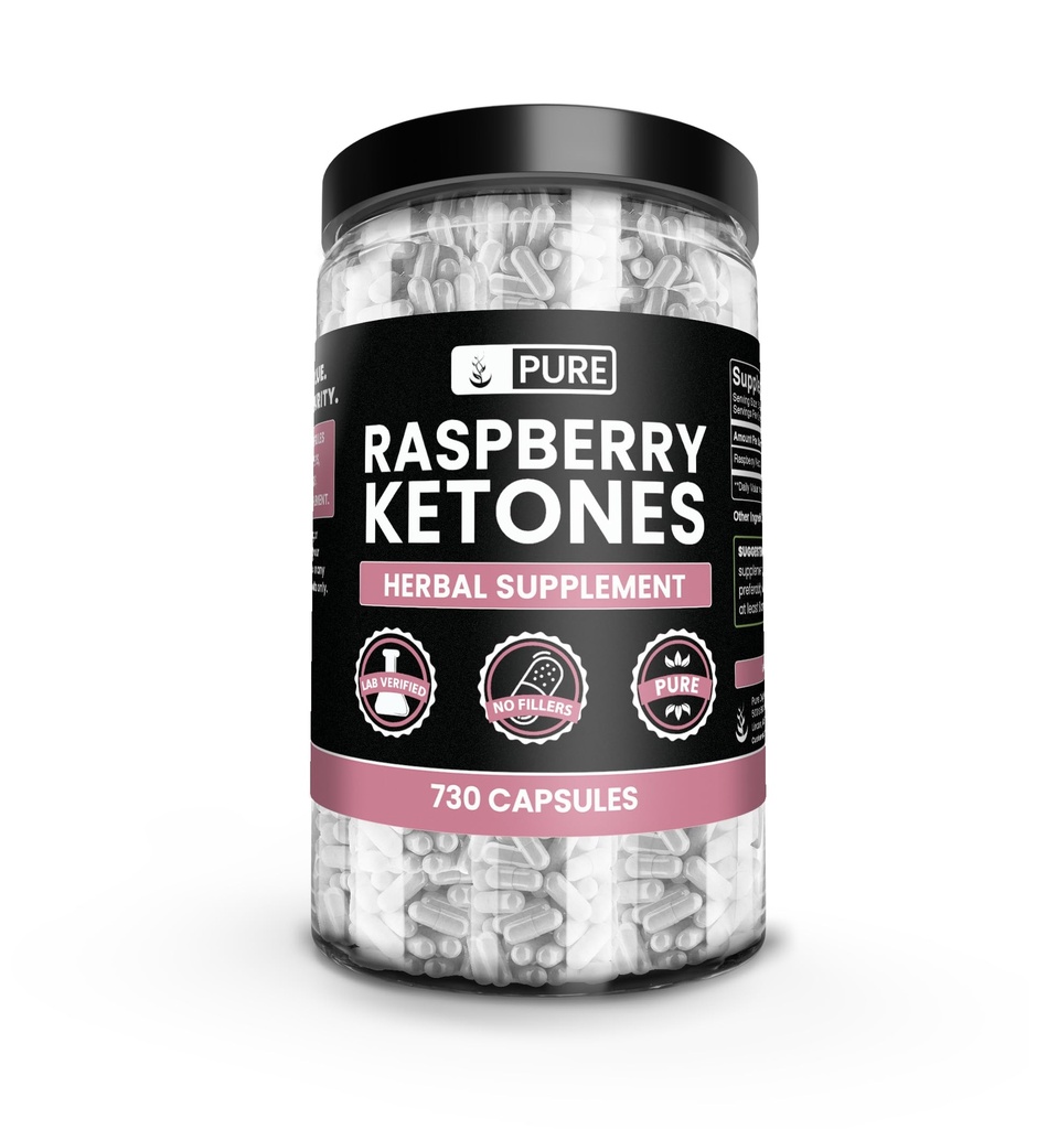 순수한 본래 성분 라즈베리 Ketone (730의 캡슐) 마그네슘 또는 밥 충전물 없음, 항상 순수한, 확인되는 실험실