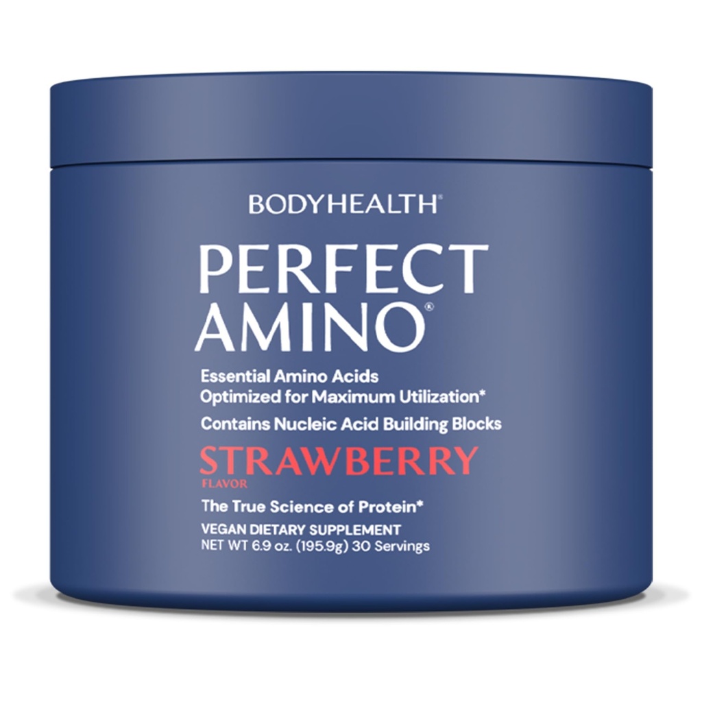 BodyHealth PerfectAmino Powder - 사전 및 포스트 운동을위한 BCAA 및 EAA 분말 - 남성과 여성을위한 아미노산 에너지 음료 Lean 근육과 회복을 지원하는 - Strawberry - 30 서빙