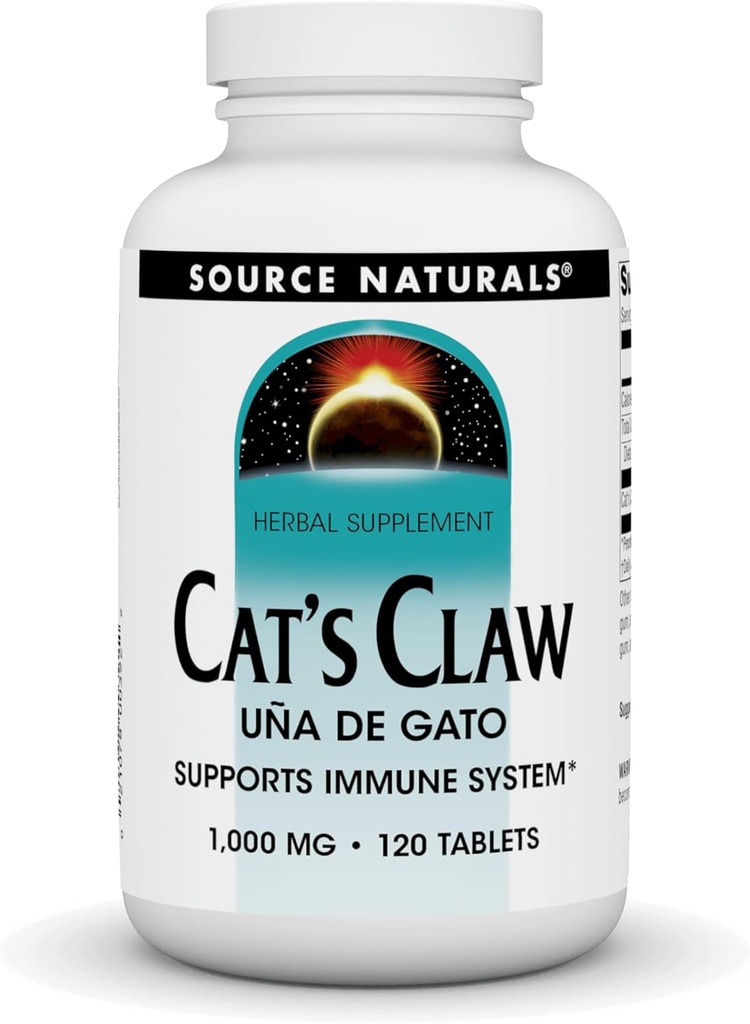 Source Naturals Cat's Claw Bark UNA de Gato 1000 mg 다이어트 보충 - Immune 시스템 지원 - 120 정제