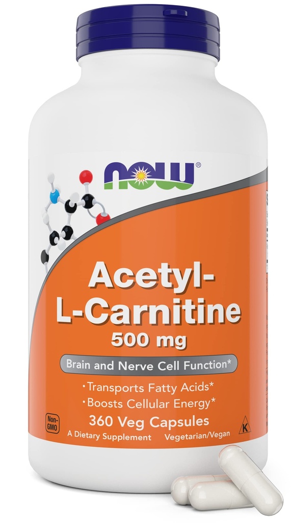 지금 음식 이제 아세틸 L 카르니틴 500mg, 360 Veg 캡슐 - 비 GMO ACL 500 mg 모자