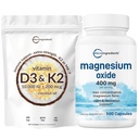 마이크로 성분 비타민 D3 10,000iu + K2 200mcg 코코넛 오일 Softgels & 마그네슘 산화물 400mg 번들 팩 | Essential Sunshine Vitamins | Max Concentration를 위한 성분 모양