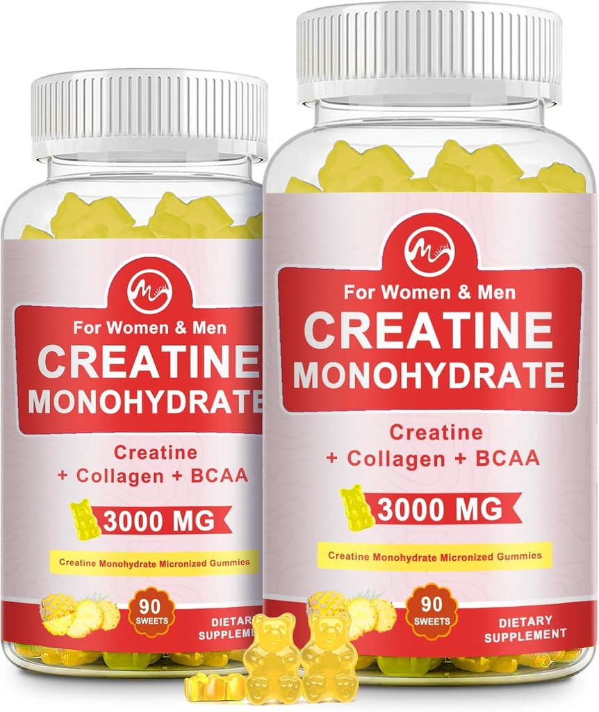 크레아틴 거미, 서빙 당 크레아틴 Monohydrate의 3g, 설탕 자유로운 크레아틴 0.5g 교원질, 0.2g BCAA, 60 서빙, 파인애플 풍미, 2 팩을 가진 근육 성장을 위한 Monohydrate 거미