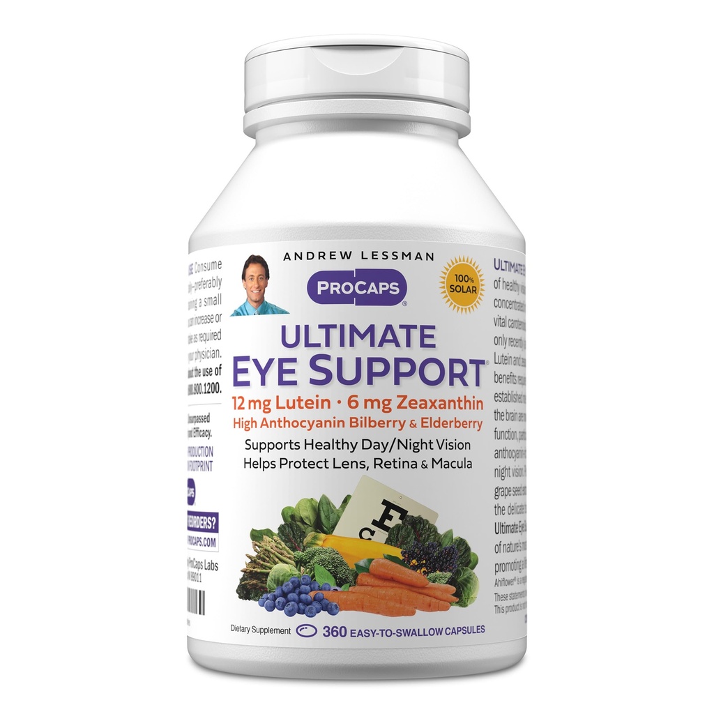 ANDREW LESSMAN 궁극적 인 눈 지원 360 Softgels - 12mg Lutein, 6mg Zeaxanthin, Bilberry, 아이 건강을 지원하고 건강한 시각을 승진시키는 중요한 Nutrients. 첨가물 없음. 쉽게 삼키기 Softgels