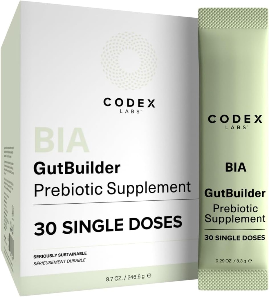 소화 건강 및 면역 시스템 지원을위한 Prebiotics – 규정식 섬유, 산화 방지제 및 과트 배리어 강도 및 과트 미생물 균형을위한 슈퍼 푸드 | 30 일 공급 | Codex Labs BIA GutBuilder