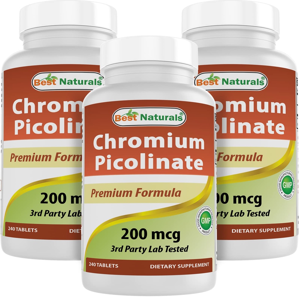 최고의 자연 크롬 Picolinate 200 mcg 240 정제 (240 개)