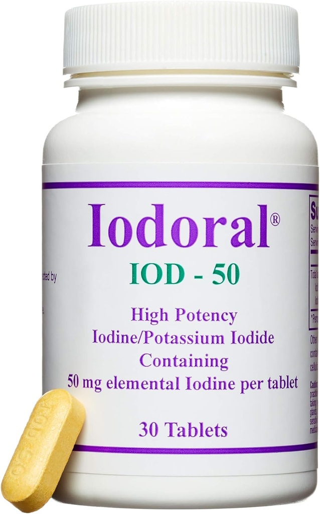 Optimox Iodoral 50 mg 보충교재 - 칼륨 Iodide 정제, 높은 힘 Iodine, Thyroid 지원을 위한 보충교재, Lugol의 Iodine 해결책 - 30 조사