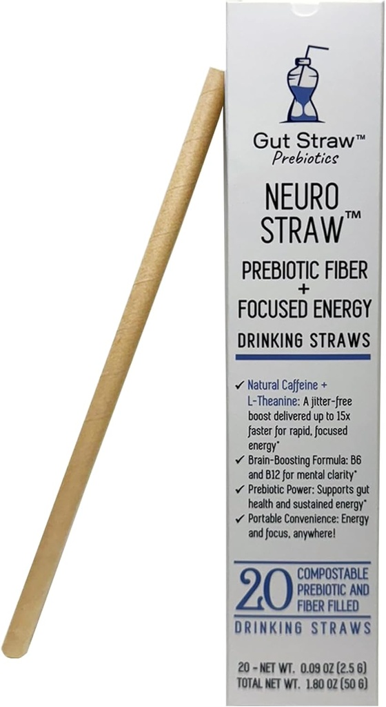 Gut Straw의 신경 Straw - 자연 카페인, L-theanine, B 비타민 & 친환경 밀짚의 Prebiotic 섬유