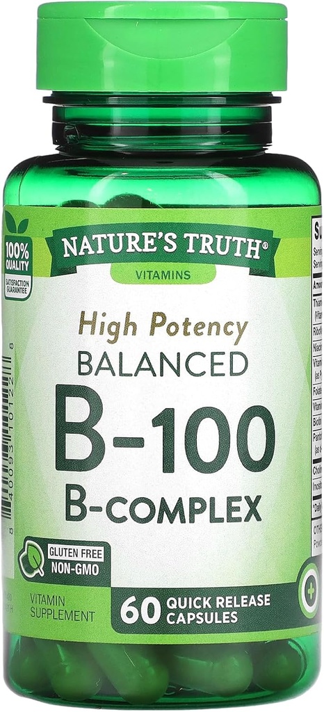 자연의 진실 높은 효능 균형 B-100 B-Complex, 60 개 (포장 3)