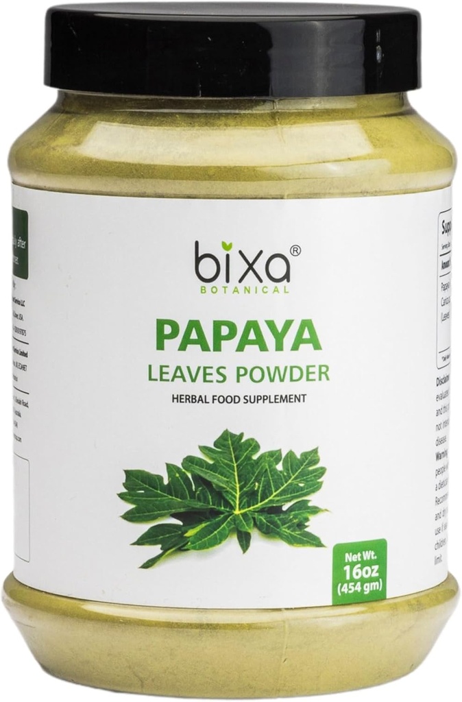 Bixa BOTANICAL Papaya 잎 분말 | Carica Papaya | 1 파운드 / 16 OZ | Ayurvedic Herbal Supplement | 글루텐 무료, 비 GMO, 증기 치료, 채식, 100 % 순수.
