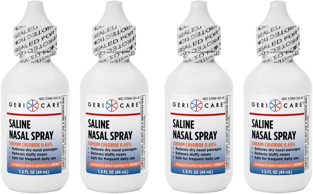 GeriCare Saline Nasal 살포 1.5 FL OZ Moisturizing 나트륨 염화물 0.65% (4의 포장)