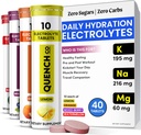 Quench Electrolyte 정제 40 카운트 인스턴트 히드라 션, 일렉트로트로트, 빠른 일렉트로트로트로트로이트 용 설탕 없음 - 수박, 오렌지, 혼합 베리, 레몬 맛