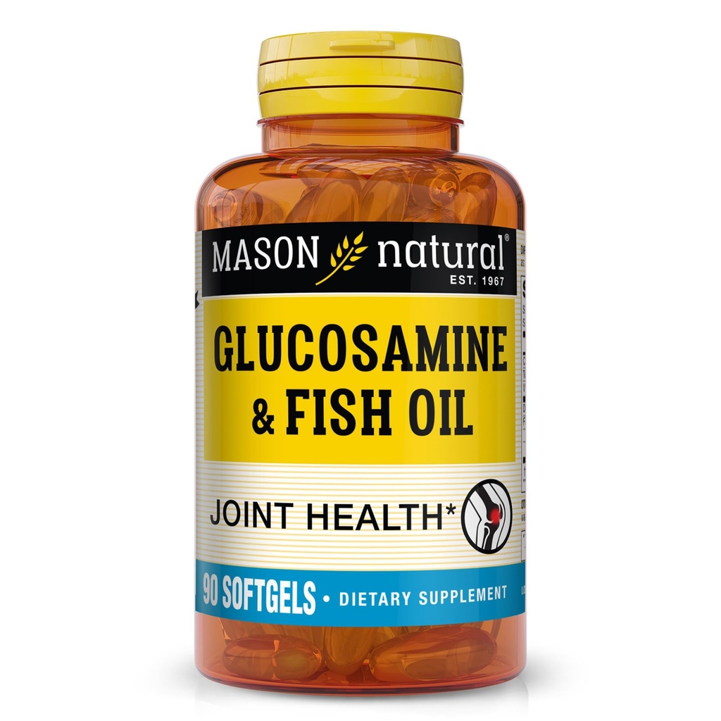 MASON NATURAL Glucosamine & 물고기 기름은 합동 & 근육 지원을 위한 DHA & Omega 3, 1 달 공급 Softgel 알약을 보충합니다