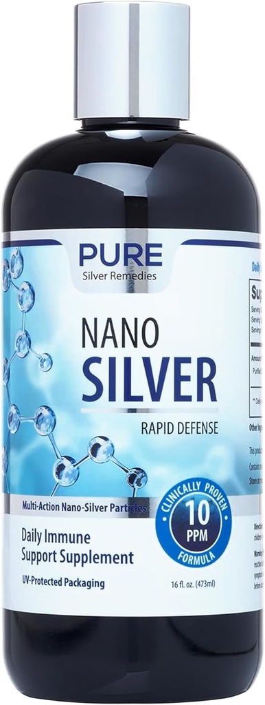 순수 나노 실버 스프레이 16oz 리필 | 10 PPM 매일 면역 지원 보충 | 쉽게 콜라겐 나노 실버 스프레이 | Probiotic-Friendly Silver Solution