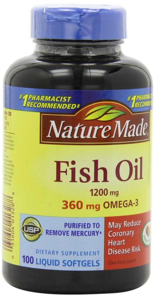 성격은 물고기 기름 1200mg, 360mg Omega-3 100 액체 Softgels (3 팩)를 만들었습니다