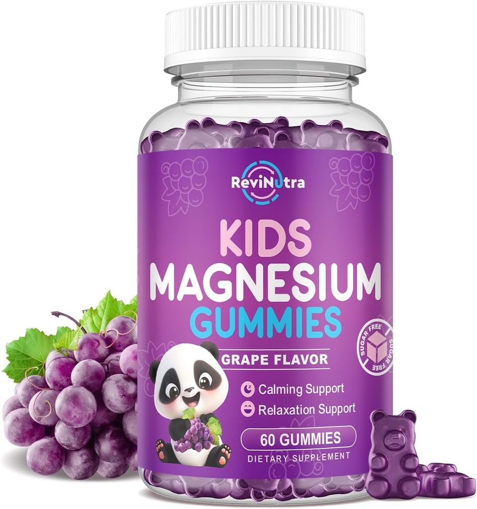 어린이를 위한 마그네슘 Gummies, 설탕 자유로운 마그네슘 Citrate Gummies, 성인 & 아이를 위한 중대한 Tasting Calm 마그네슘 Gummies, 지원 잠, 뼈 & 근육 건강, Nerve Relaxation, 60 포도 Gummies