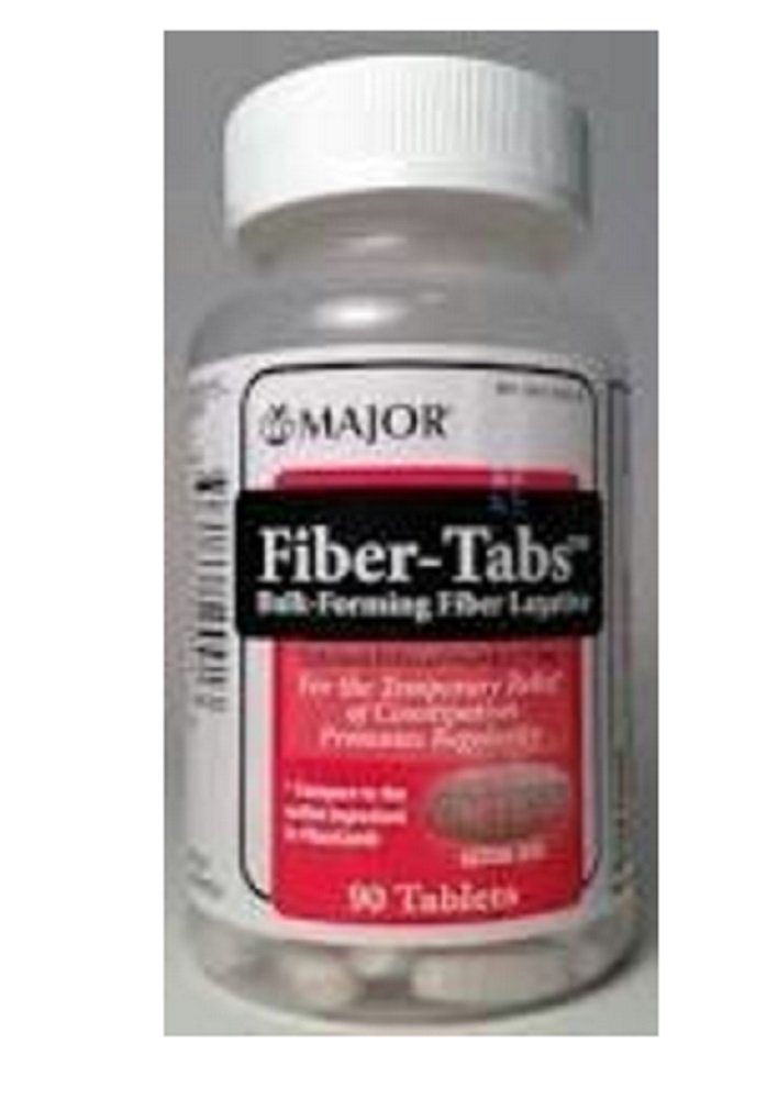 MAJOR Fiber-Tabs Tablets 500 Mg - 여성 및 남성용 섬유 정제 - 성인용 Occasional 변비 완화 - 90 정제 - 6 팩
