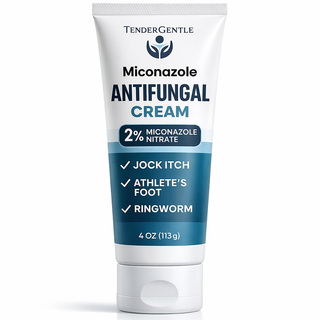 피부를위한 Miconazole 항진균성 크림 - Jock Itch, Athlete 's Foot, Itching 및 Ringworm을위한 Miconazole 질산염의 4 oz