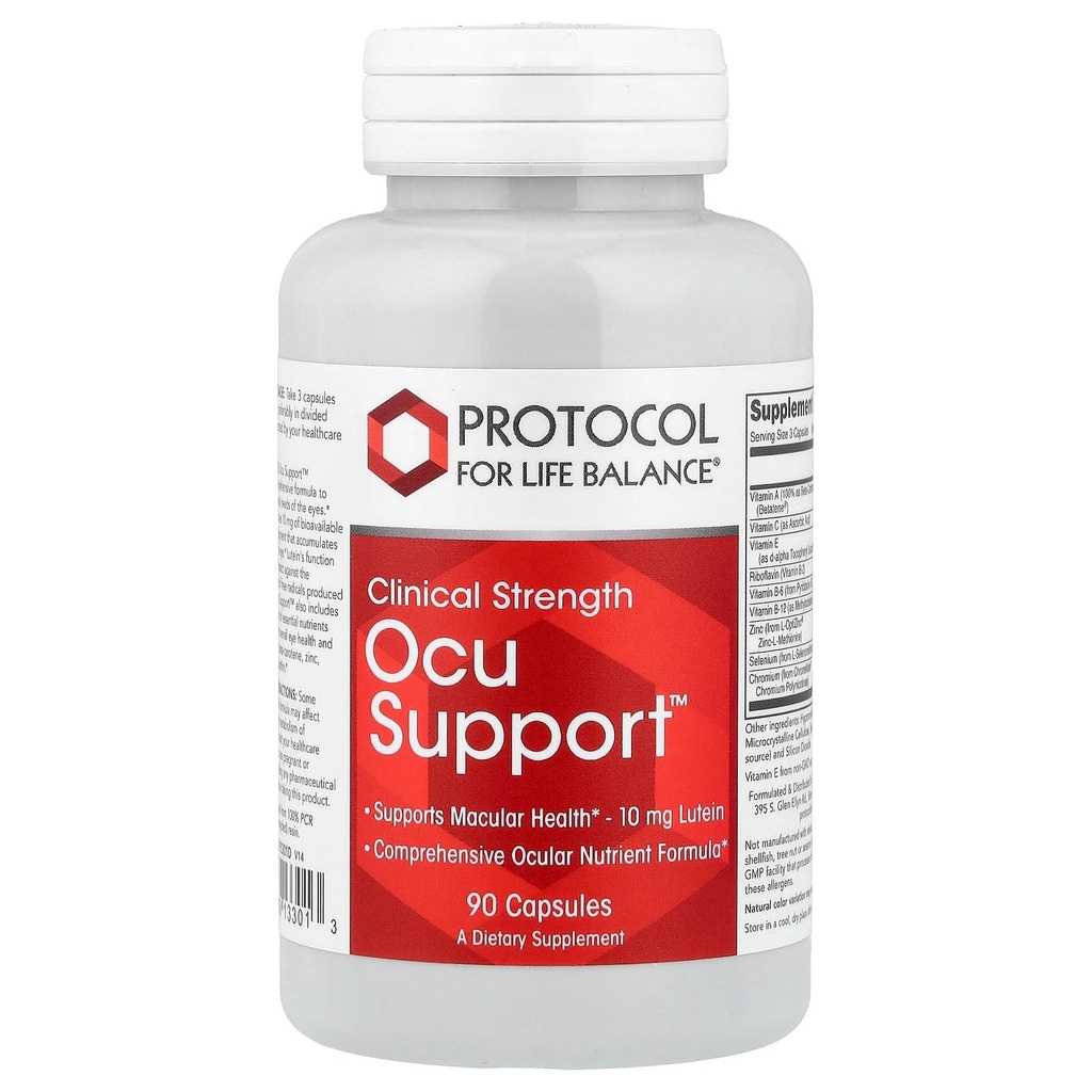 생명 균형을위한 프로토콜 - Ocu SupportTM (Clinical Strength) - 루테인 (Lutein)과 포괄적인 공식 지원 Macular Health & 전체 눈 기능 - 90 캡슐