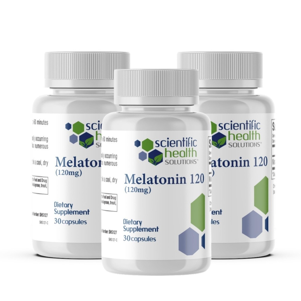 멜라토닌 120mg | 단품 멜라토소 캡슐에 단 하나 복용량 | Vegan, Non-GMO & 글루텐 프리 | US-Made Extra Strength Melatonin (3-Pack)