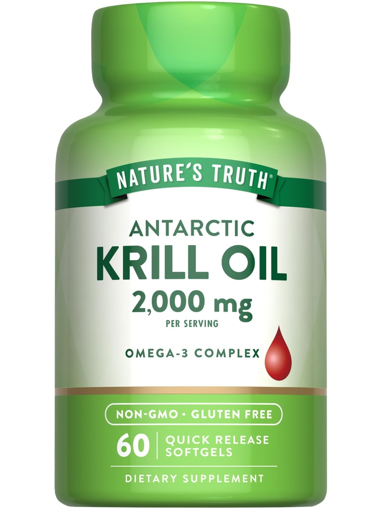 Nature's Truth Antarctic Krill Oil 2000mg Softgels | 60 개 | EPA 및 DHA가있는 오메가-3 | 비 GMO 및 글루텐 무료 보충