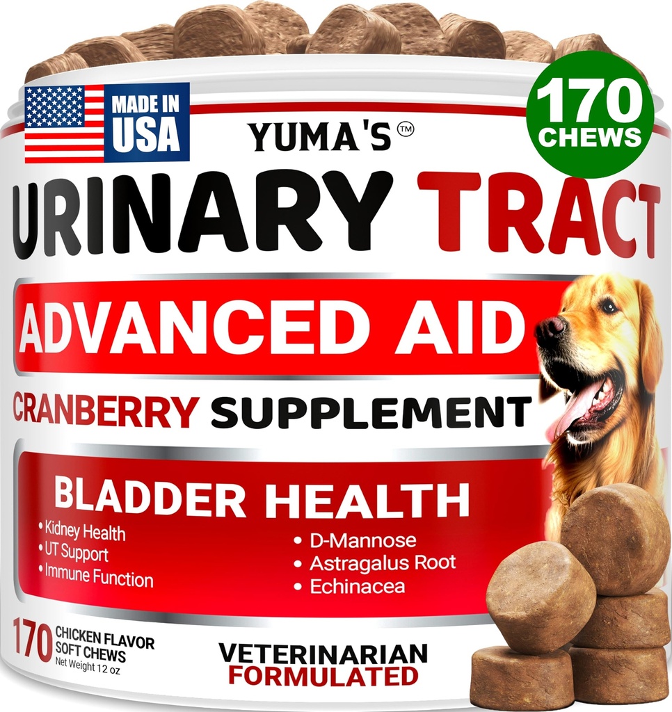 개 UTI 치료 - 170 치료 - 개를위한 크랜베리 보충 - 방광 제어 - Urinary Tract Infection Treatment - UTI Medicine Multivitamin - 비타민 및 보충제 - 미국에서 제조
